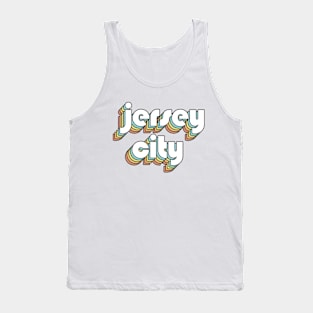 Jersey City - Retro Rainbow Typography Faded Style Tank Top